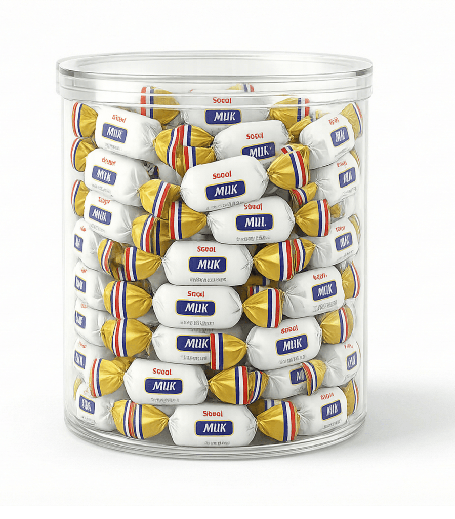 Seval Milk Bonbon PVC jar packaging